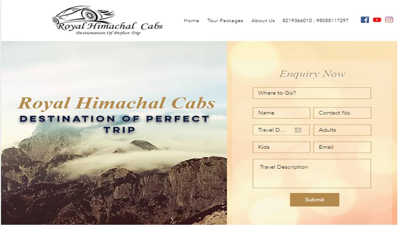 Royal Himachal Cabs website - Our work